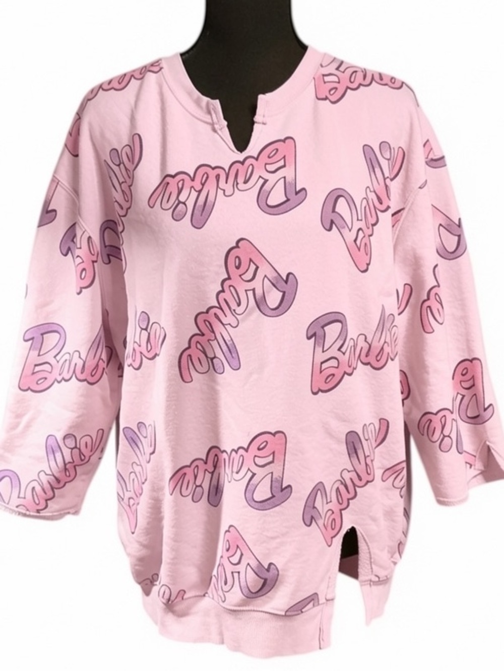 Upcycled Barbie Pink Crew Neck Sweatshirt Top